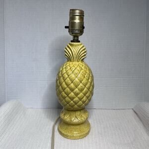 VTG Underwriters Laboratories Yellow Pineapple Ceramic Table Lamps - 2 MCM RETRO